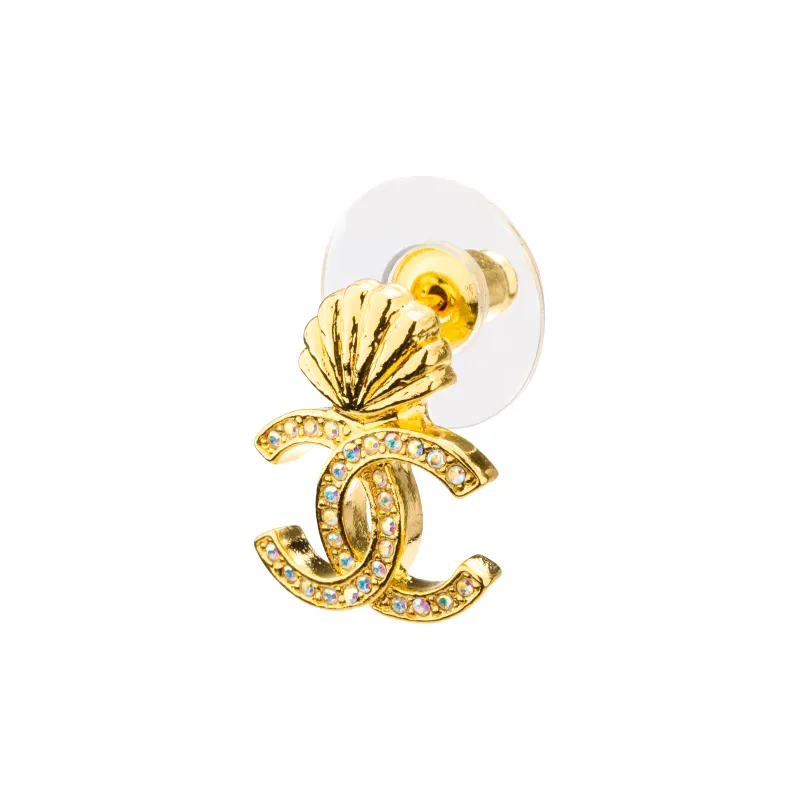 CHANEL Stud Earrings Women's Gold-1