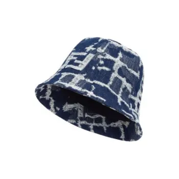 FENDI Ff Jacquard Distressed Denim Bucket Hat