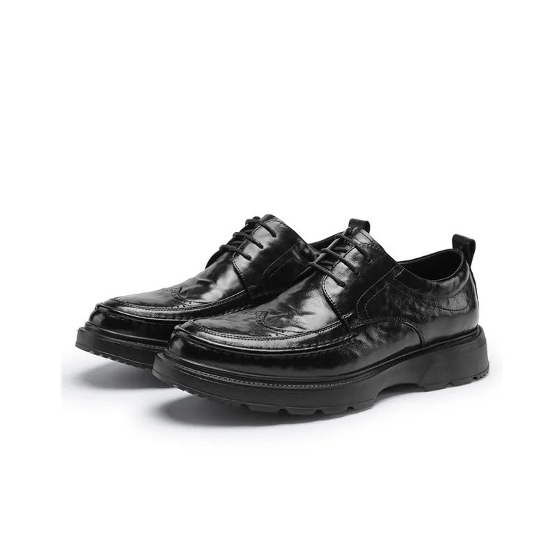 G.N.SHIJIA Dress Shoes Men Low Top Black/Brown-3