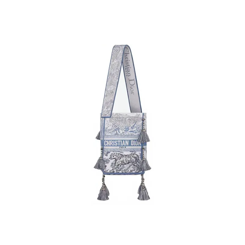 DIOR D Bubble Collection Fabric Bucket Bags Handbags Shoulder Bags Women's Blue-0