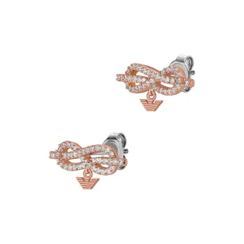 EMPORIO ARMANI Brass Synthetic Cubic Zircon Stud Earrings Women's Rose Gold