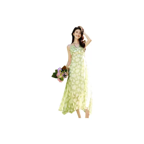 SENTUBILA Slip Dresses Women's Pale Reed Green