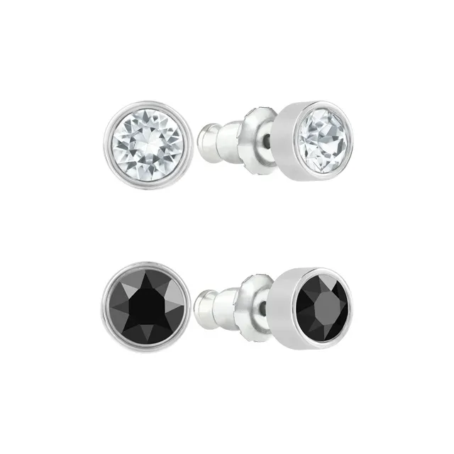 Swarovski Rhodium Plated Stud Earrings Women's-1