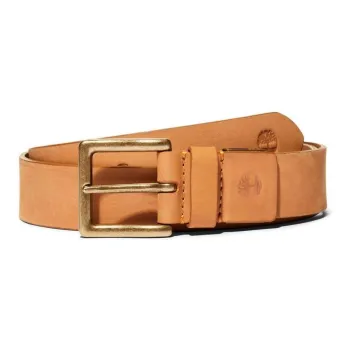 Timberland Solid Color Decoration Pin Buckle Leather Belts Men's Tan Width: 3.8CM