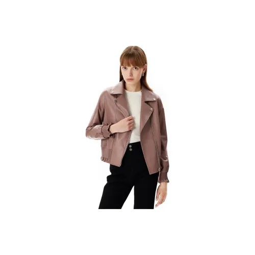 XII BASKET Leather Jackets Women's Dusty Pink