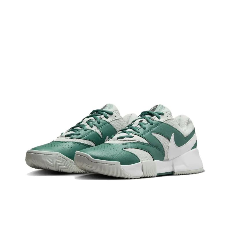 Nike Court Lite 4 Cushioning Wear Resistant Low Top Tennis Shoes Women's White Green-2