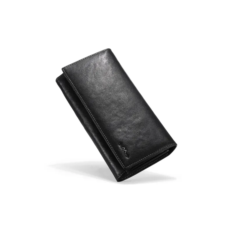DOSRFINI Top Grain Vegetable Tanned Leather Soft Leather Money Clip Regular Men's Black-2