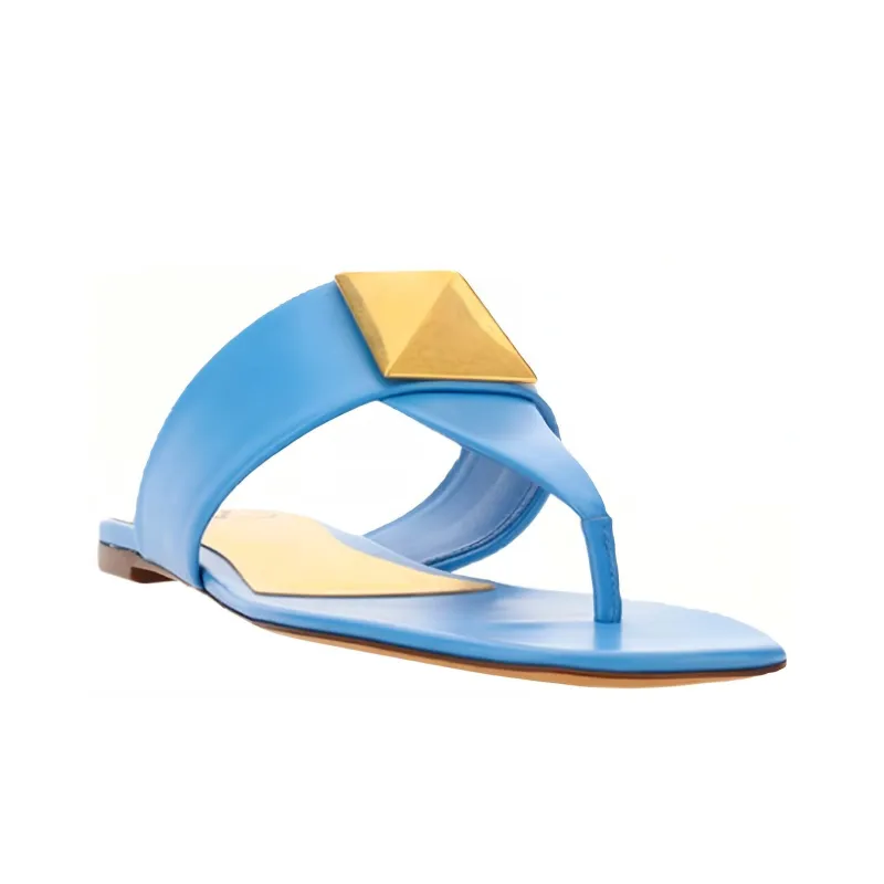 Valentino One Stud Flip Flops Women's Blue-2