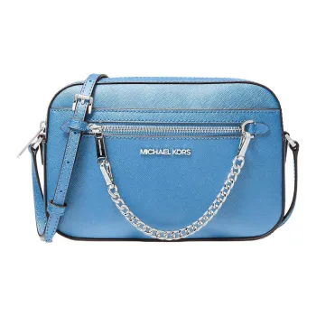 MICHAEL KORS Jet Set Leather Shoulder Bag, Crossbody Bag Large Size Women's Blue