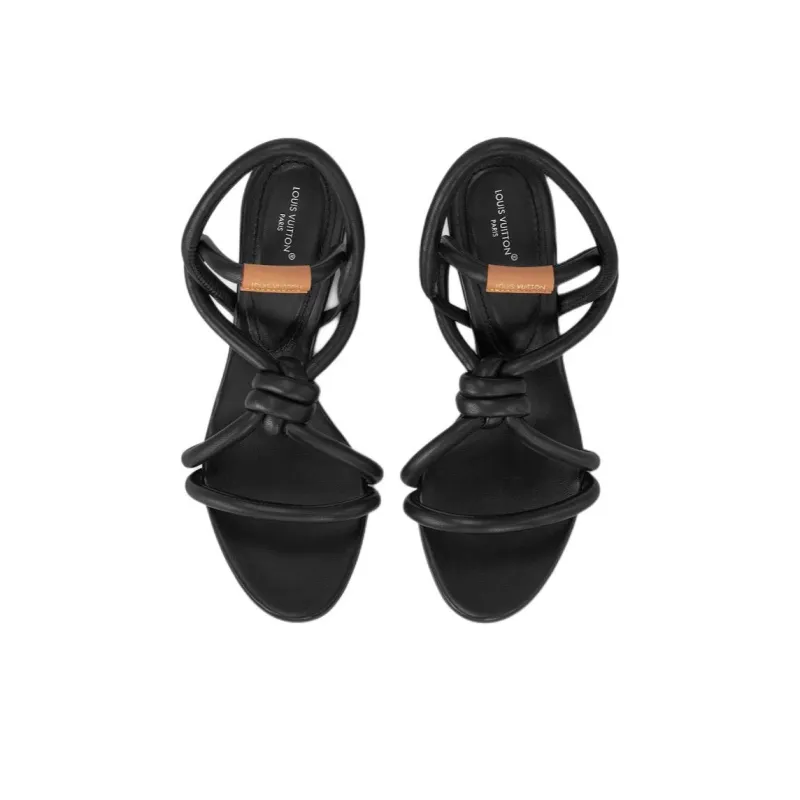 LOUIS VUITTON Rivage One Strap Sandals 10cm Women's Black-2