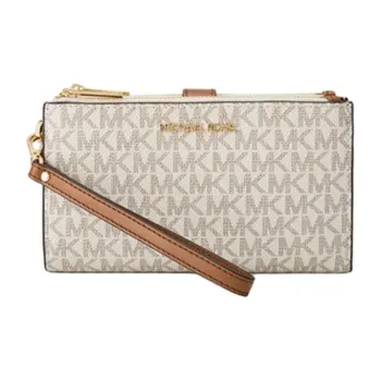 MICHAEL KORS Jet Set Travel Coated Canvas With Polyester Wallet Women's Vanilla White