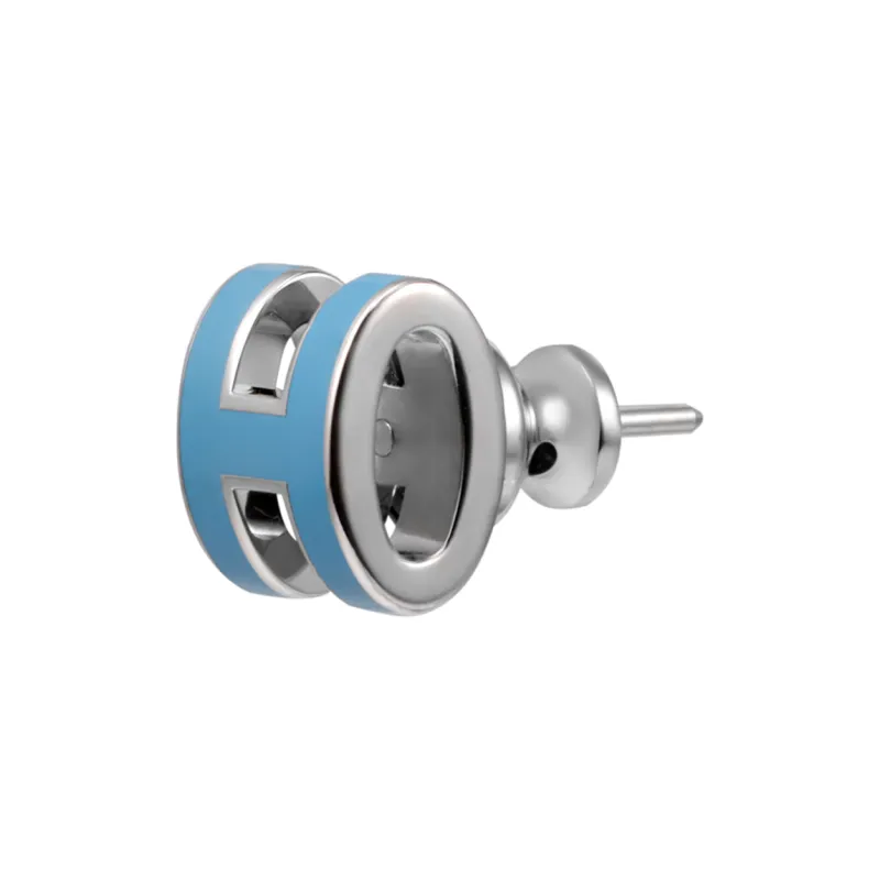 HERMES Palladium-Plated Stud Earrings Unisex Silver-2