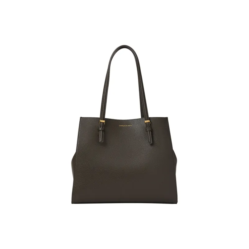 CHARLES&KEITH Polyurethane Shoulder Bag Regular Women's Dark Moss/Dark Moss Green/Beige/Beige-0