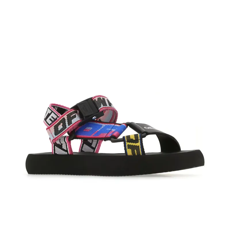 OFF WHITE Logo Strap Trek Sandals 'Black Multi Color' Women's-1