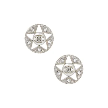 CHANEL Stud Earrings Women's Silver