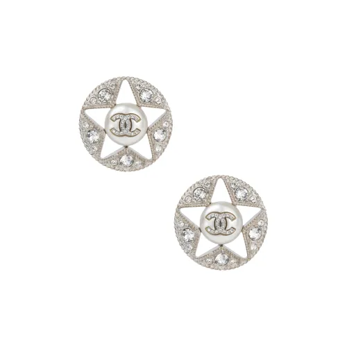 CHANEL Stud Earrings Women's Silver