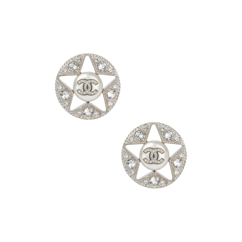 CHANEL Stud Earrings Women's Silver-0