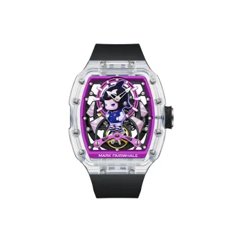 FAIRWHALE Automatic Mechanical Movement Rubber Strap Watch Men's Watches Purple Watch Dial