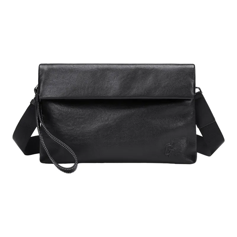 GOLF Top Grain Cow Leather, Cow Leather Envelope Bag, Wrist Bag, Crossbody Bag, Shoulder Bag Men's Plant Blend Black-2