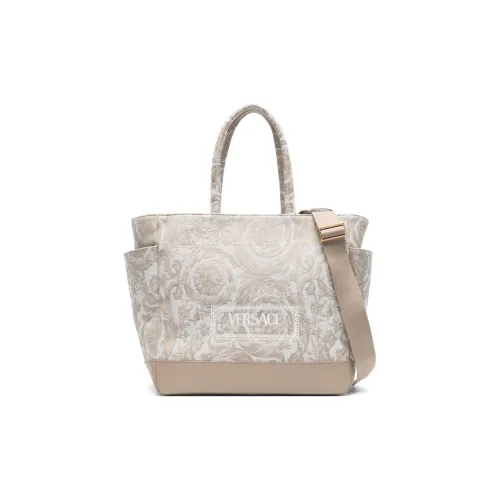 VERSACE Nylon With Cotton Diaper Mat Bag, Shoulder Bag, Crossbody Bag, Handbag Unisex Sandy Beige