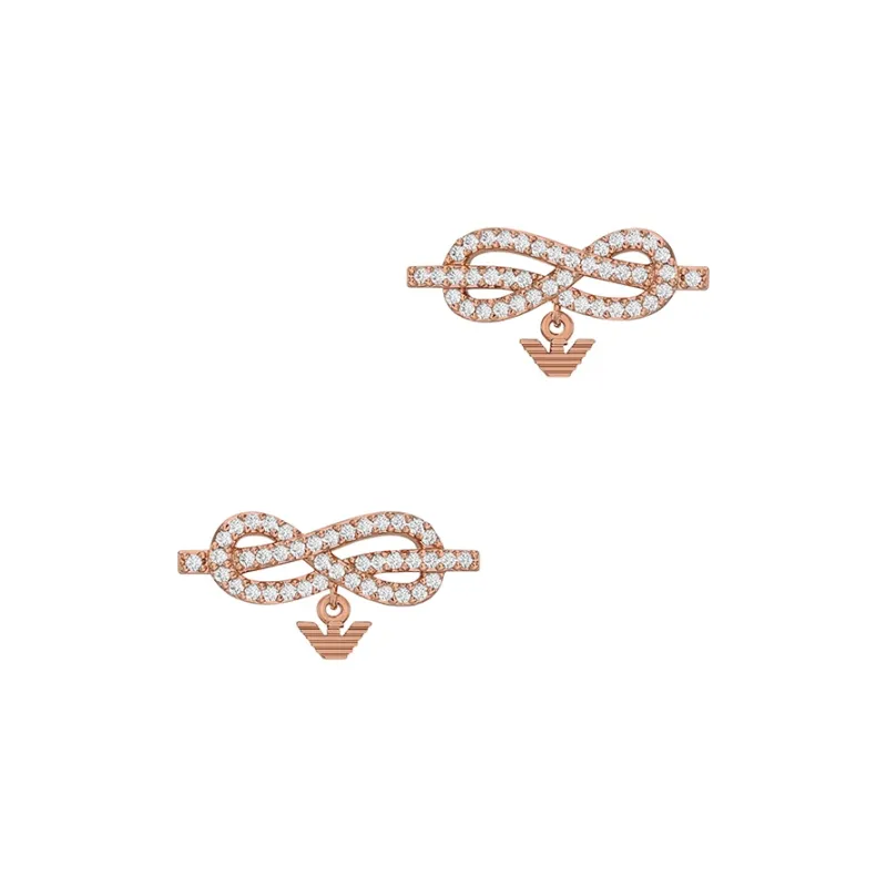 EMPORIO ARMANI Brass Synthetic Cubic Zircon Stud Earrings Women's Rose Gold-1