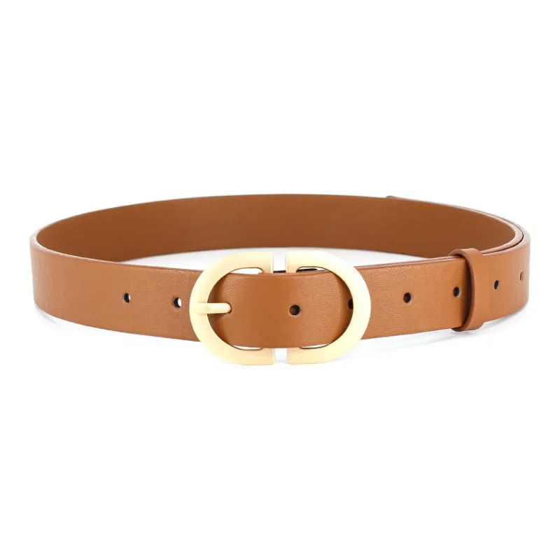 PISHUSHU Pin Buckle Belt Instagram Style Cinched Waist Microfiber Leather Belts Women's Black Camel Width 2.6cm-1