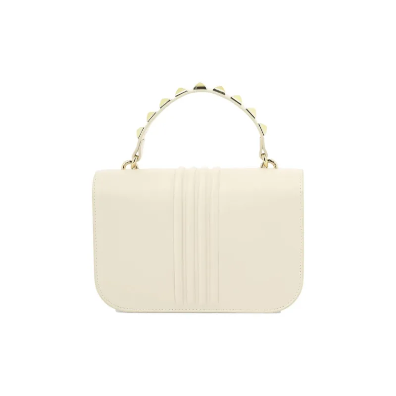 PINKO Cow Leather Swallow Bag, Portable Crossbody Bag, Shoulder Bag Medium Size Women's White-3