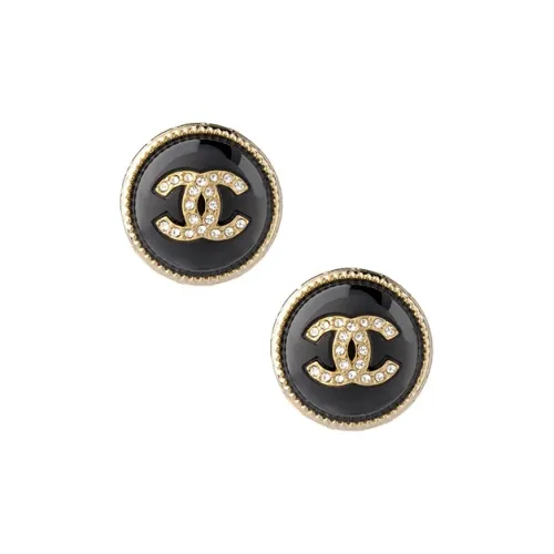 CHANEL 22c Early Spring Stud Earrings Women's Black