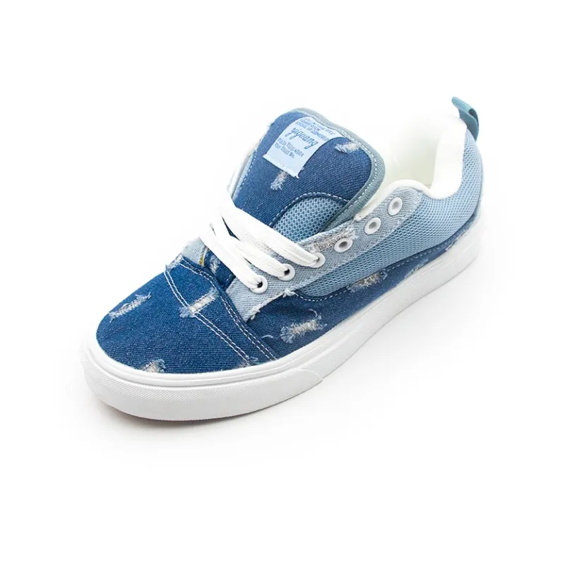 I'm Shopping Anti Slip Wear Resistant Low Top Skateboard Shoes Unisex Dark Blue-1