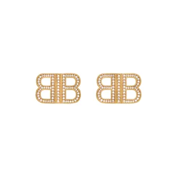 Balenciaga Bb Logo Rhinestone Embellished Earrings