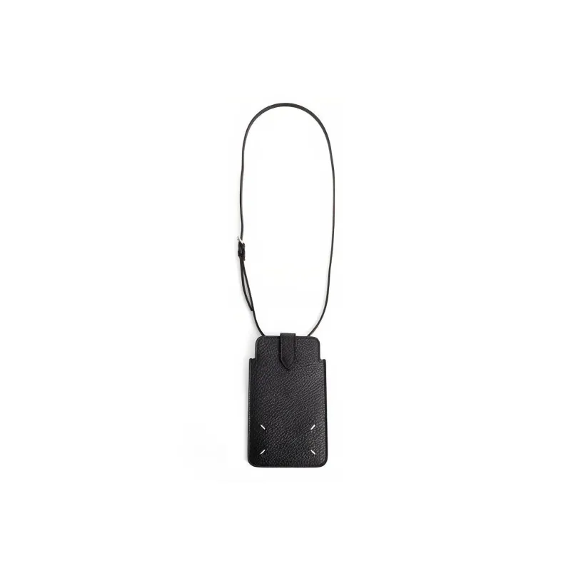 Maison Margiela Cow Leather Cell Phone Pouch Mini Unisex Black-0