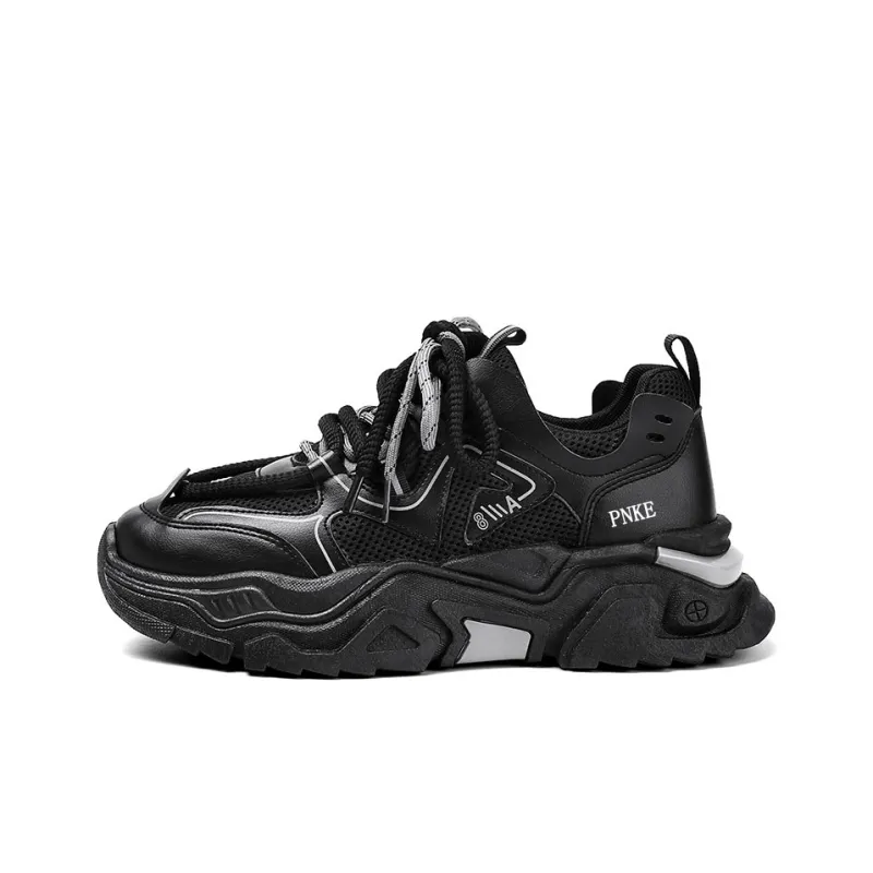 PNKE Anti-Slip Wear-Resistant Breathable Height Increasing Low-Top Chunky Sneakers Men's White Green-6