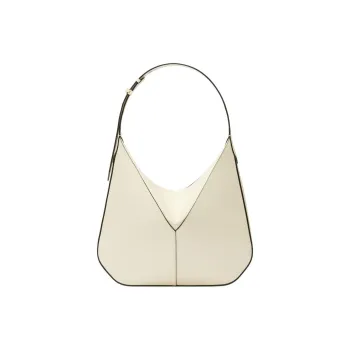 Valextra Millepunte Calfskin Hobo Bag, Handbag, Shoulder Bag Women's White Parchment