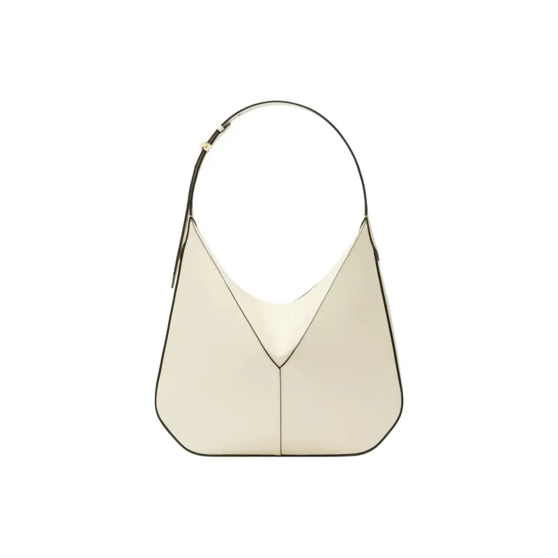 Valextra Millepunte Calfskin Hobo Bag, Handbag, Shoulder Bag Women's White Parchment-0