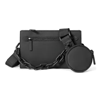 Slazenger PU Urban Techwear Double Chain Bag Camera Bag Crossbody Bag Small Size Unisex Black Gray White Cyan