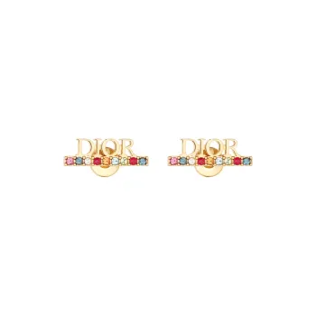 DIOR Metal Multicolor Faux Crystal Stud Earrings Women's Multicolor