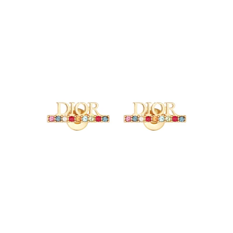 DIOR Metal Multicolor Faux Crystal Stud Earrings Women's Multicolor-0