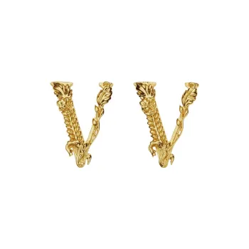 VERSACE Metal Stud Earrings Unisex Gold