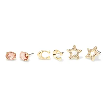 COACH Brass Plated Stud Earrings Women's Gold