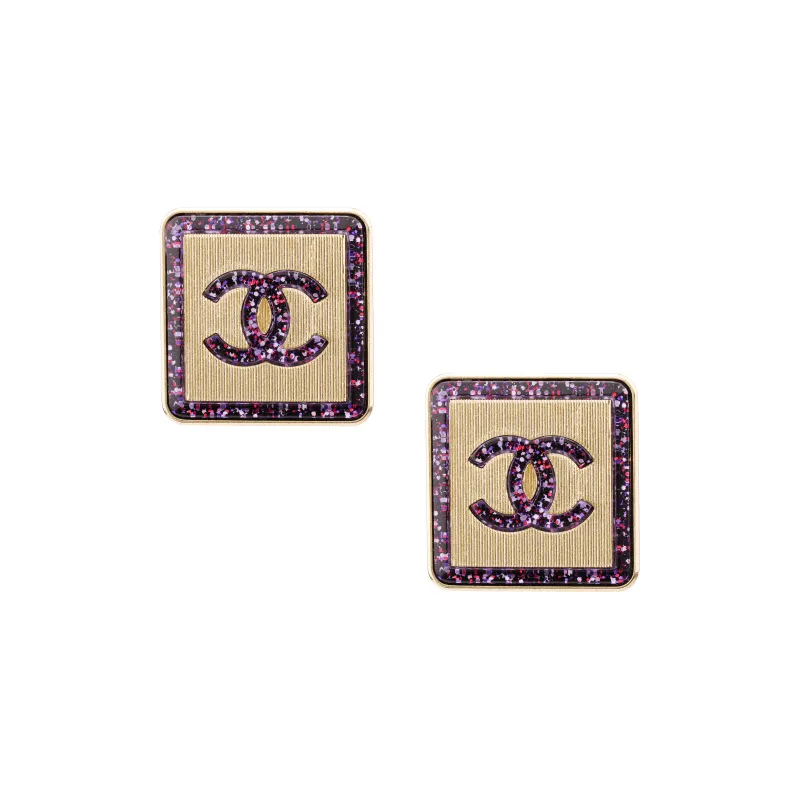 CHANEL Stud Earrings Women's Purple-0