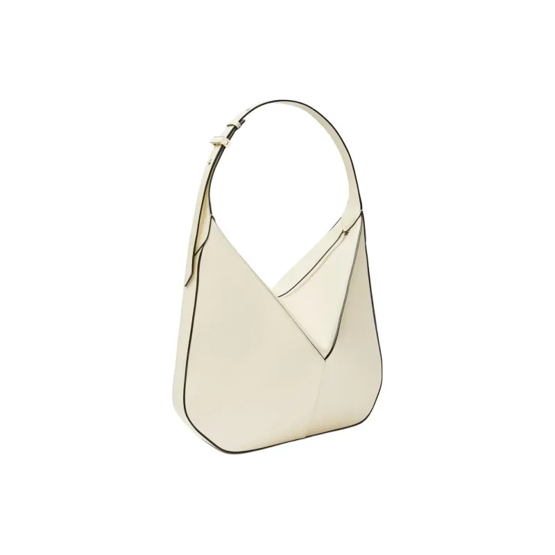 Valextra Millepunte Calfskin Hobo Bag, Handbag, Shoulder Bag Women's White Parchment-1