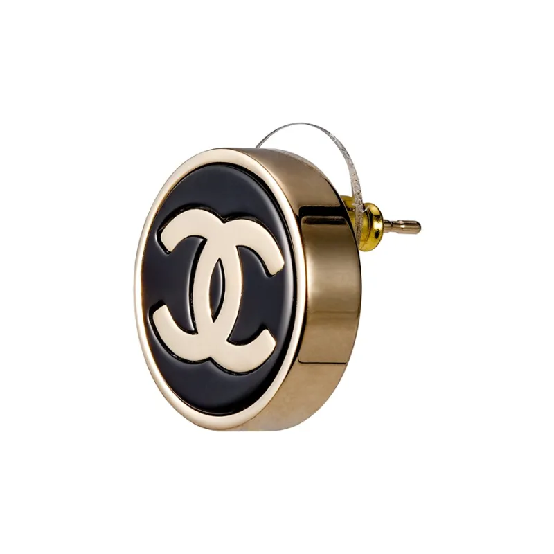 CHANEL Stud Earrings Women's Black-0