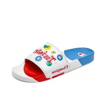 Champion Rubber Sole Quiet Slide Slippers Men's White Red Yellow
