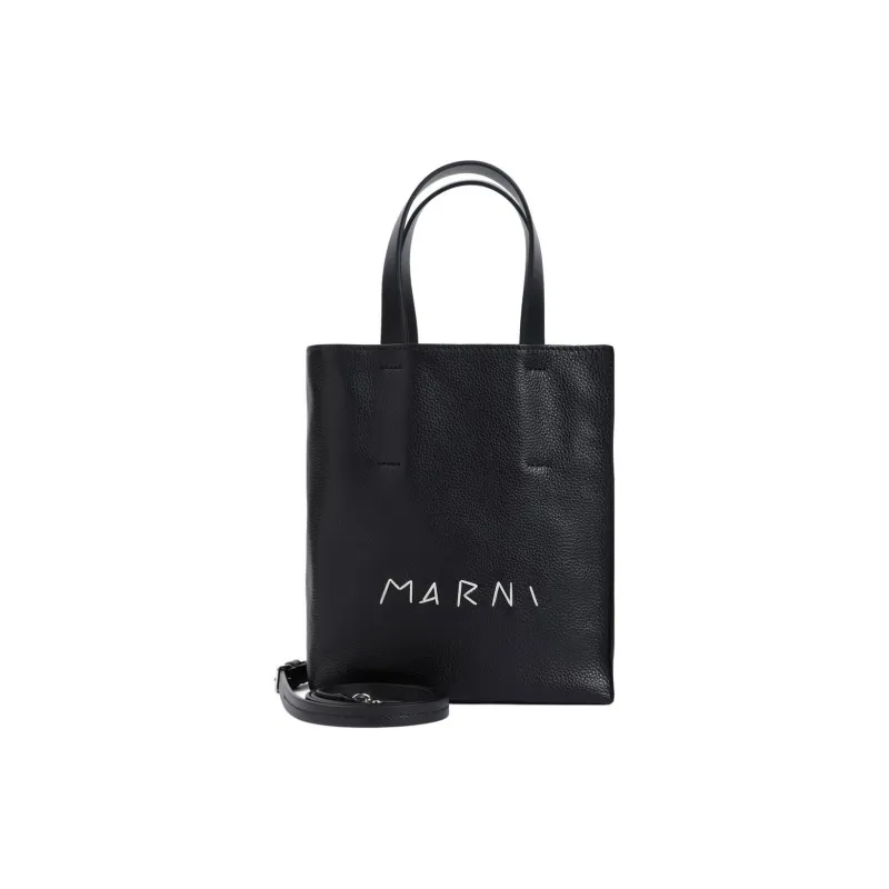 MARNI Museo Calfskin Tote Bag, Shopping Bag, Shoulder Bag, Handbag Mini Women's Black-0