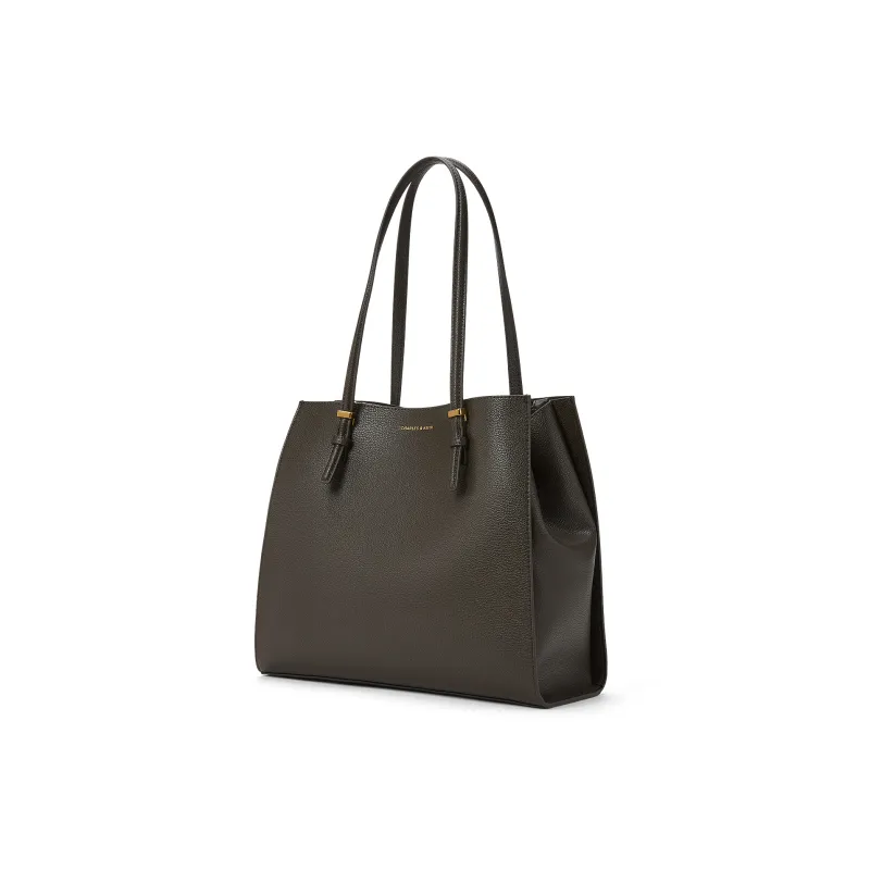CHARLES&KEITH Polyurethane Shoulder Bag Regular Women's Dark Moss/Dark Moss Green/Beige/Beige-1