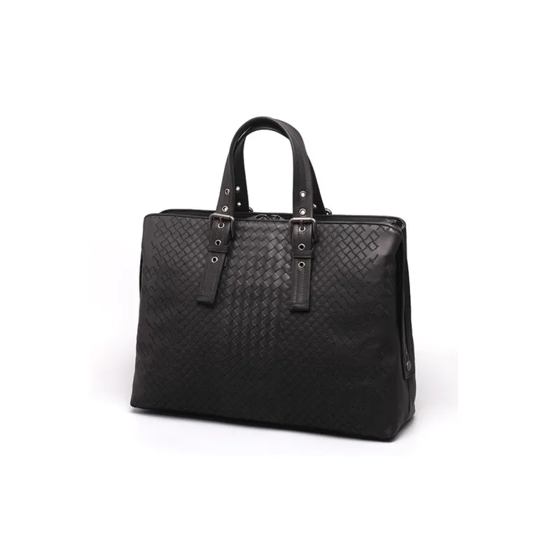 CMLZIUA Top Grain Cow Leather Handbag Regular Unisex Black-2