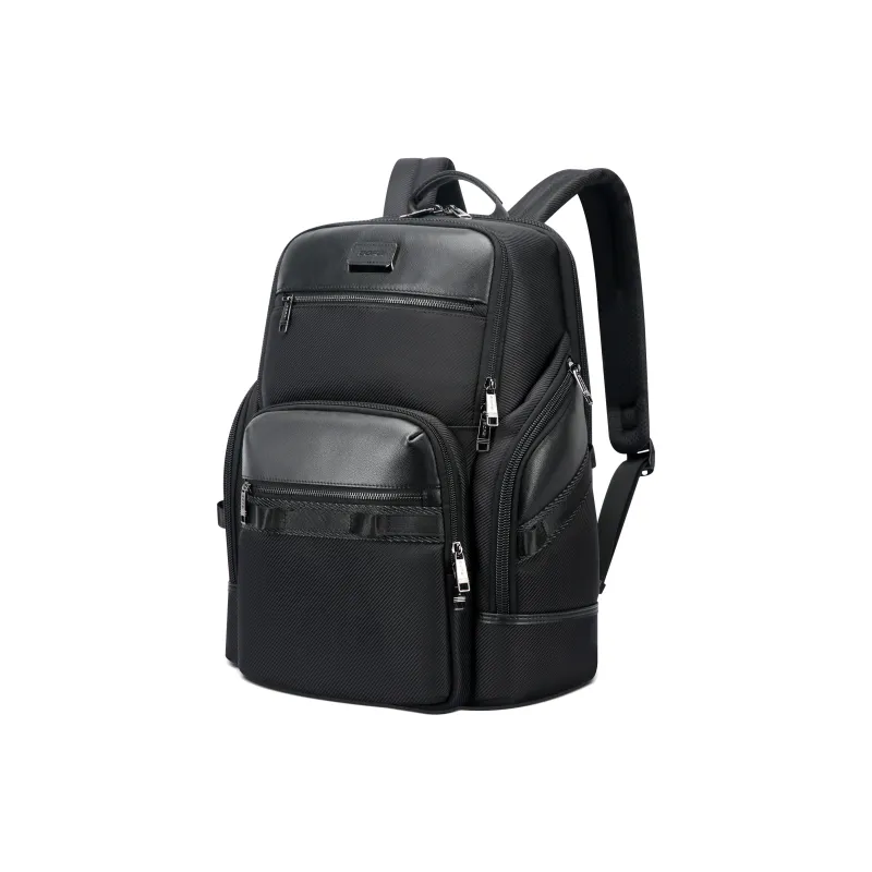BOPAI Oxford With Leather Double Shoulder Backpack Students Backpack Regular Men's-1