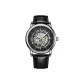 Silver Case Black Dial Black Leather Strap
