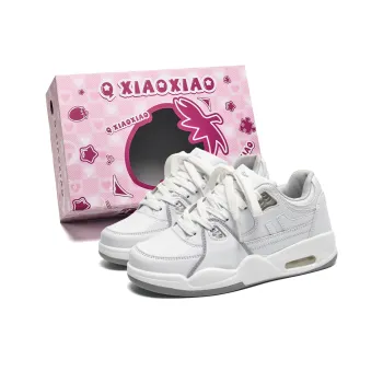 Circle Small Height Increasing Wear Resistant Breathable Slip Resistant Low Top Skateboard Shoes Unisex White