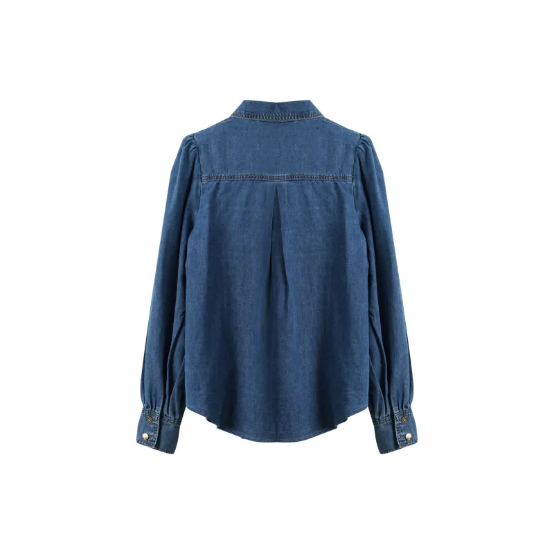 Olrain Denim Jackets Women's Denim Blue-1